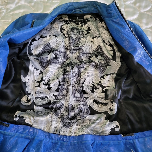 Royal Underground Royal Blue Leather Jacket sz small sz 6 8 - Picture 15 of 16